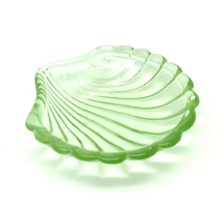 Vintage 1930s Green Glass Shell Ring Dish
