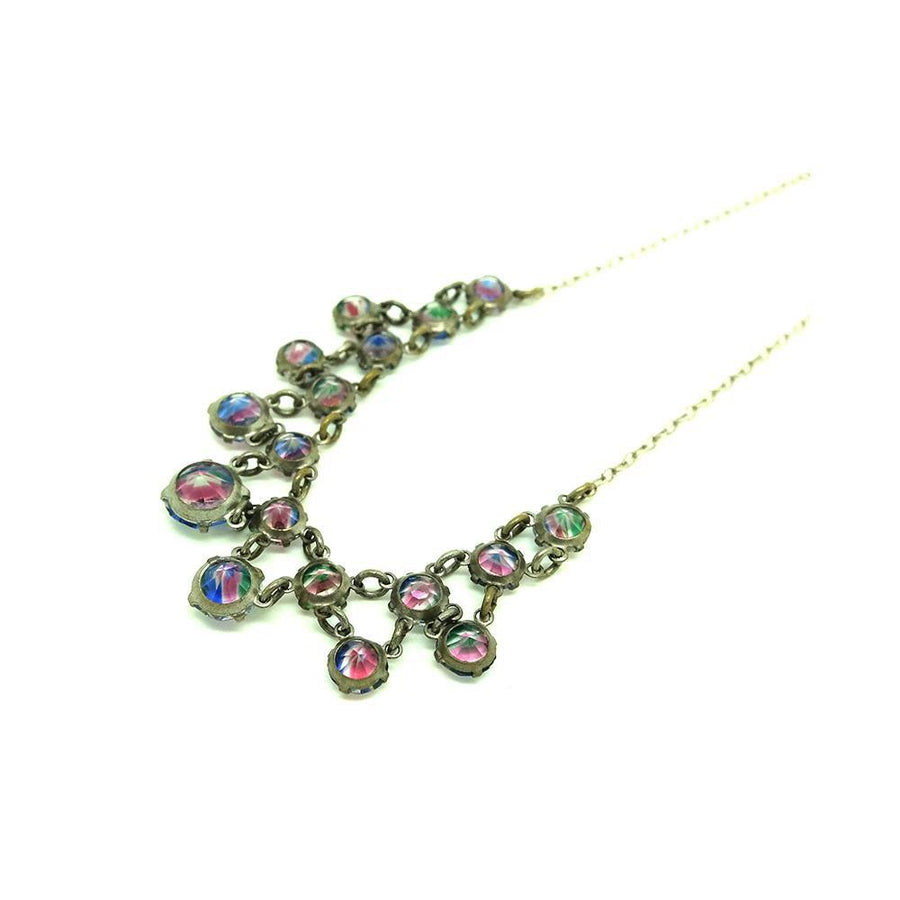 Vintage 1920s Iris Glass Drop Necklace