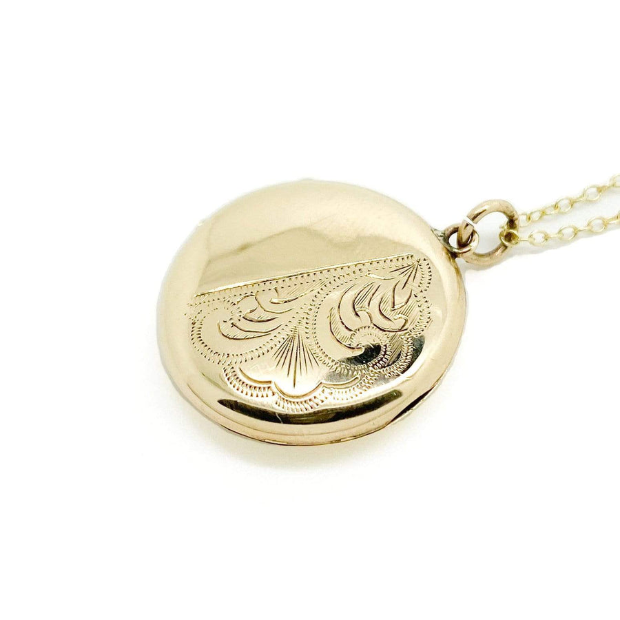 Collar con medallón circular vintage de oro de 9 quilates de los años 30