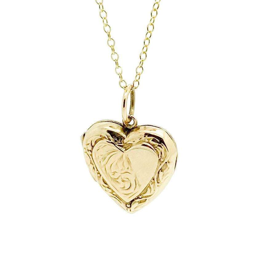 Vintage 1930s 9ct Gold Heart Locket Necklace