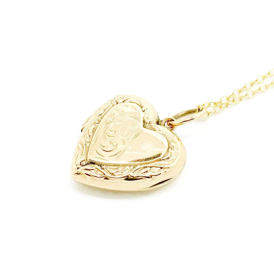 Vintage 1930s 9ct Gold Heart Locket Necklace
