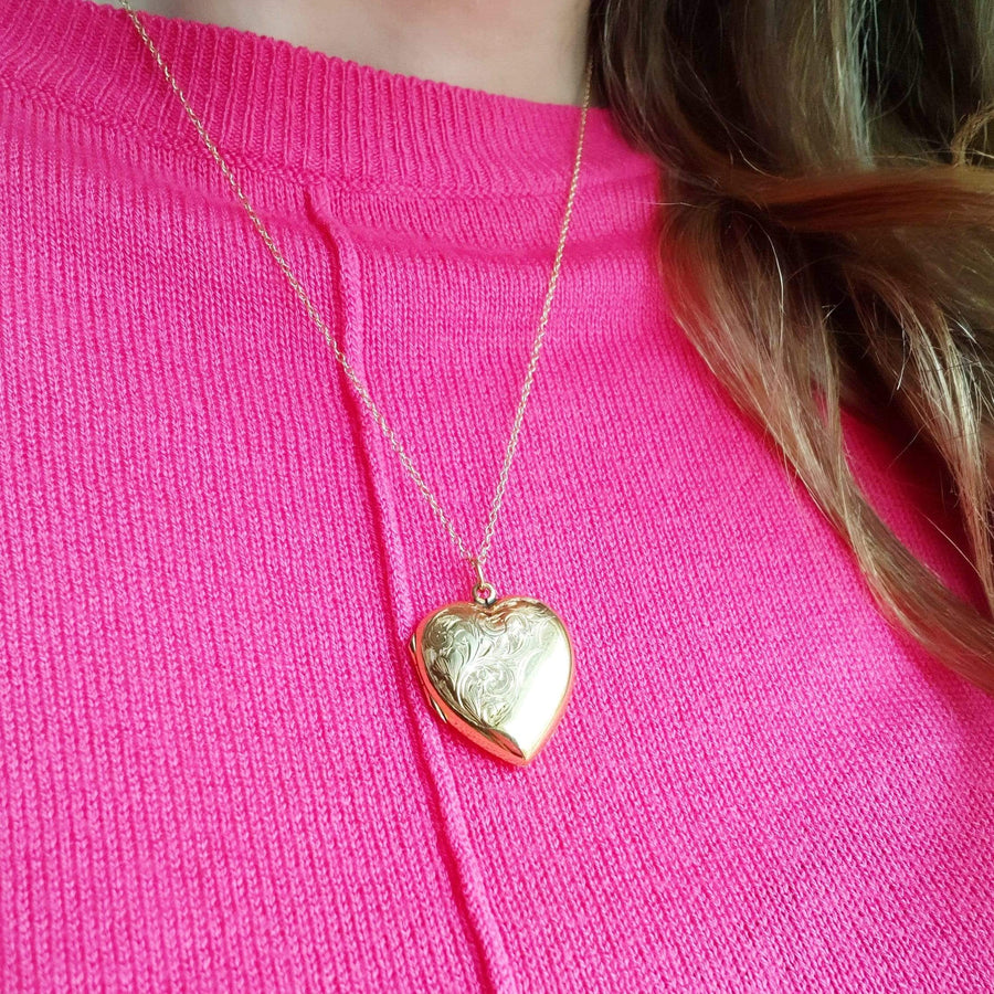 1930s Necklace Vintage 1930s 9ct Gold Heart Locket Necklace
