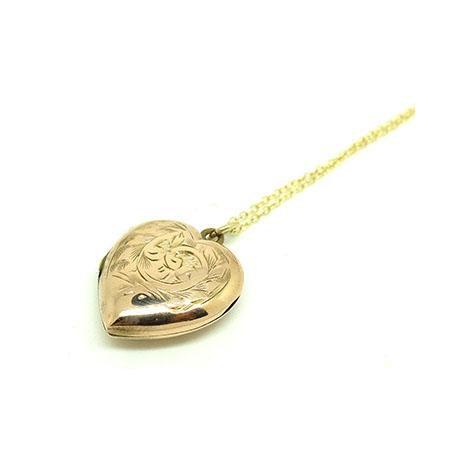 Vintage 1930s 9ct Rose Gold Heart Locket Necklace