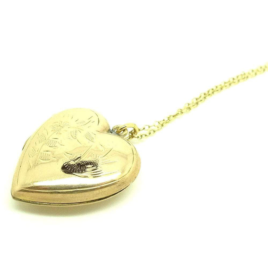 1930s Necklace Vintage 1930s 9ct Yellow Gold Heart Locket Necklace