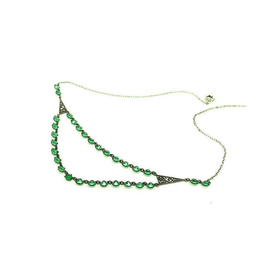 Vintage 1930s Green Glass Necklace