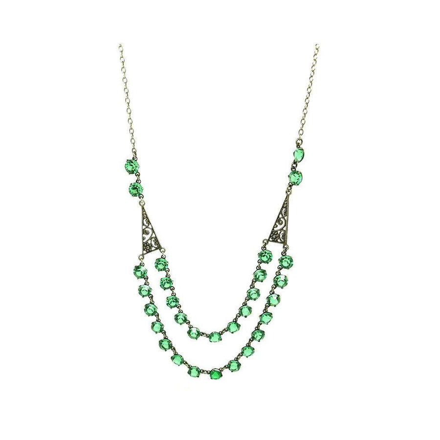 Vintage 1930s Green Glass Necklace
