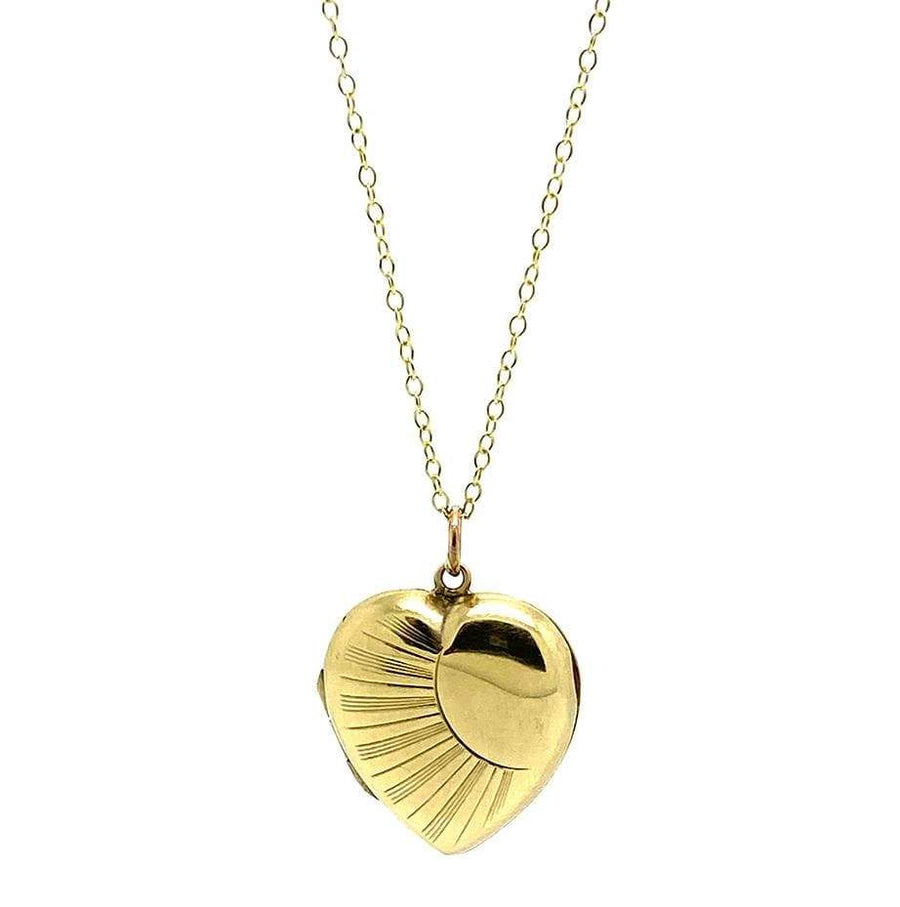 Vintage 1930s Heart 9ct Gold Locket Necklace