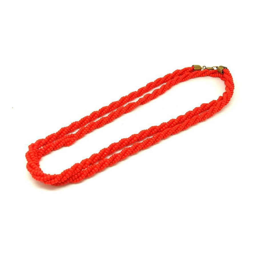 Vintage 1930s Red Czech Beaded Long Necklace