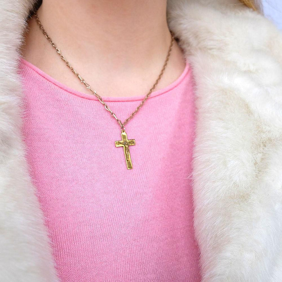 Vintage 1930s Rolled Gold Cross Necklace