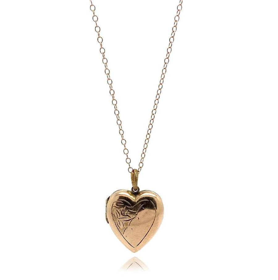 1930s Necklace Vintage 1930s Rose Gold Heart Locket Necklace