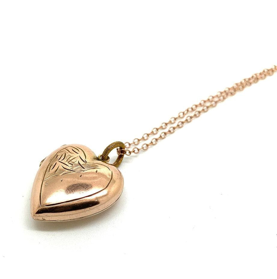 1930s Necklace Vintage 1930s Rose Gold Heart Locket Necklace
