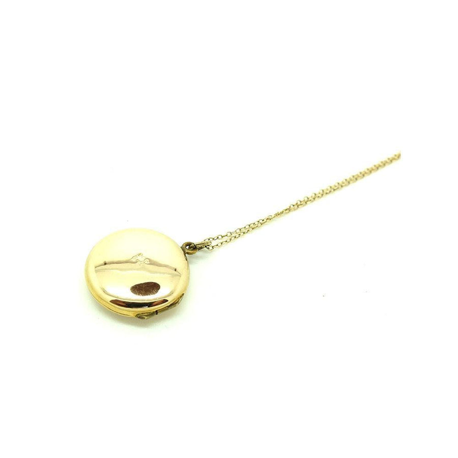 Vintage 1930s Round Gold Locket Necklace