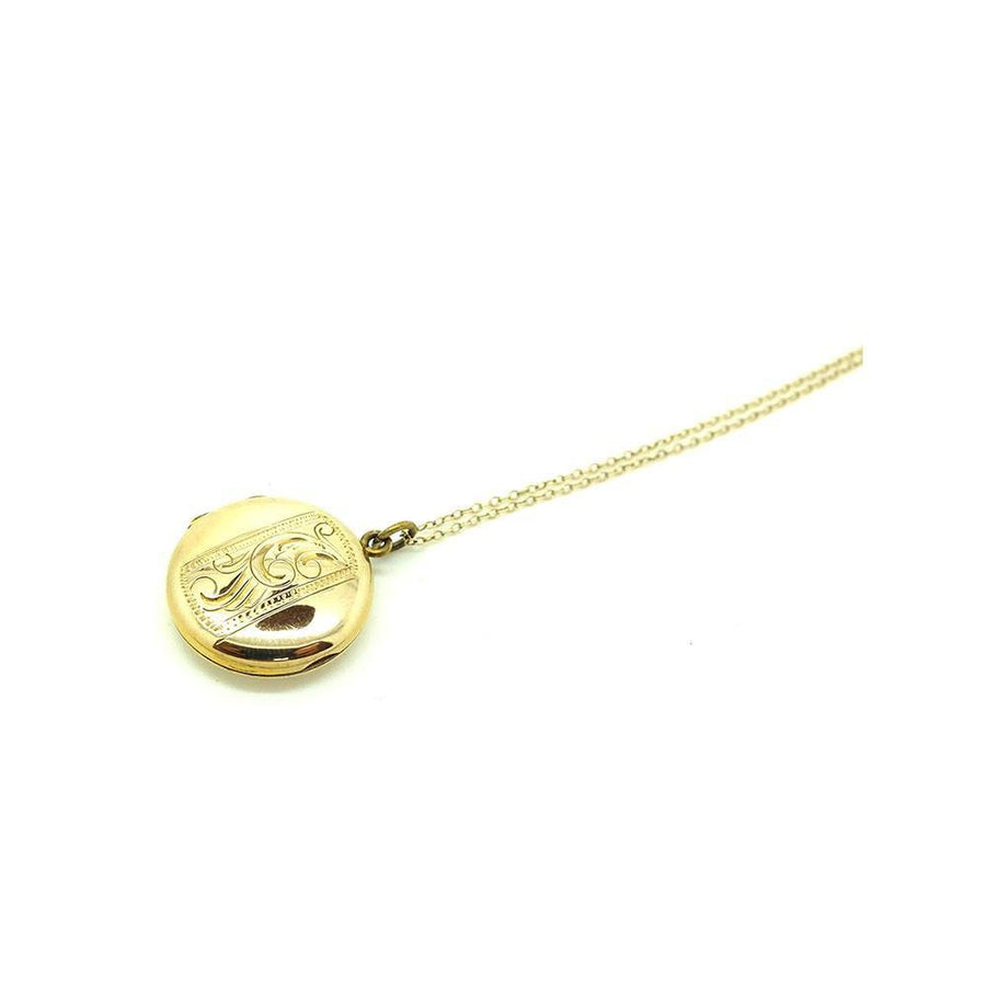 Vintage 1930s Round Gold Locket Necklace