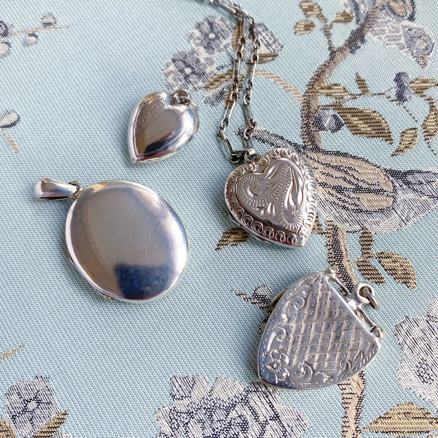1930s Necklace Vintage 1930s Silver Heart Locket Necklace