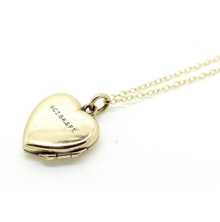 1930s Necklace Vintage 1930s Small Heart Gold Locket Necklace