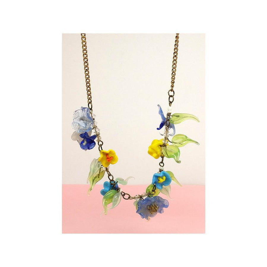 Vintage 1930s Venetian Murano Glass Flower Necklace