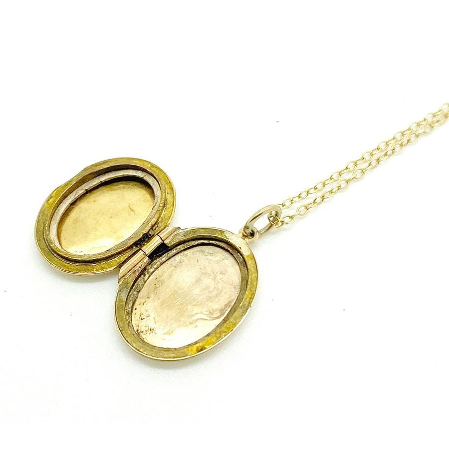 1930s Necklace Vintage 9ct 1930s Gold Small Oval Locket Necklace