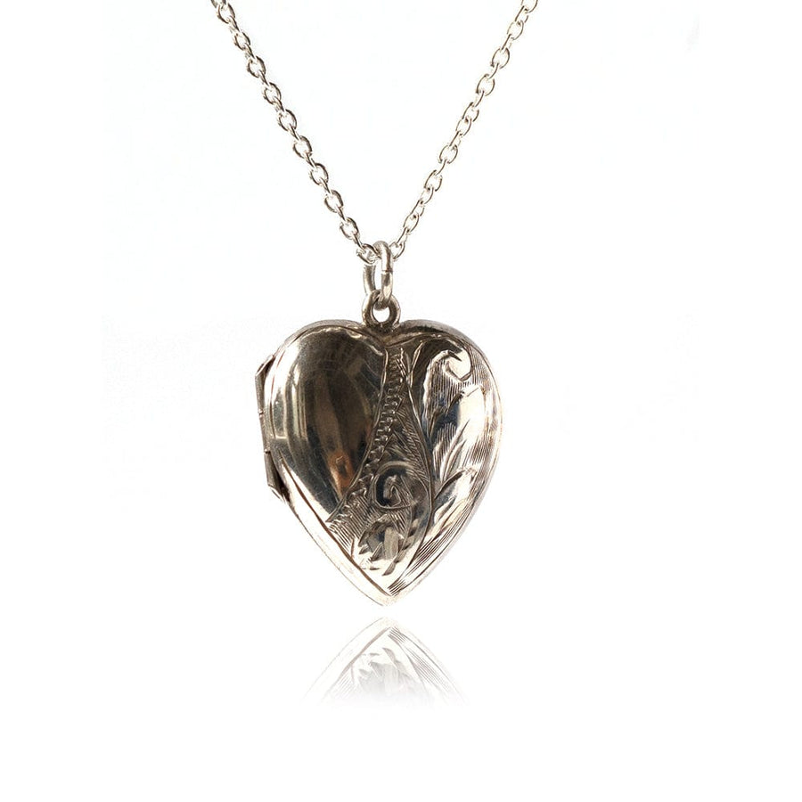 1930s Necklaces Vintage 1930s Silver Heart Locket Necklace Mayveda Jewellery