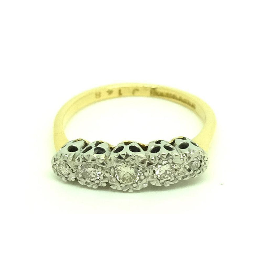 Reserved - Vintage 1930s Five Diamond 18ct Gold Ring