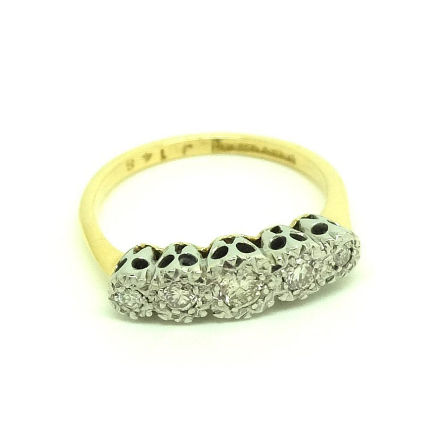 Reserved - Vintage 1930s Five Diamond 18ct Gold Ring