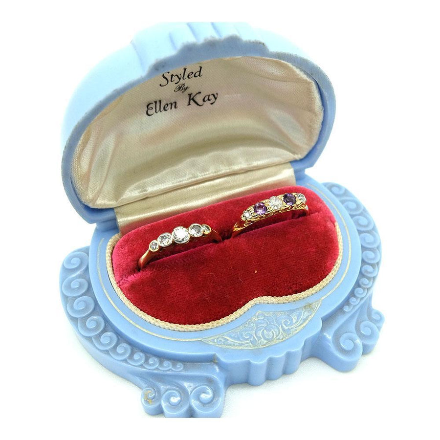 Vintage 1930's Diamond & Platinum 18ct Gold Engagement Gemstone Ring | N / 6.5