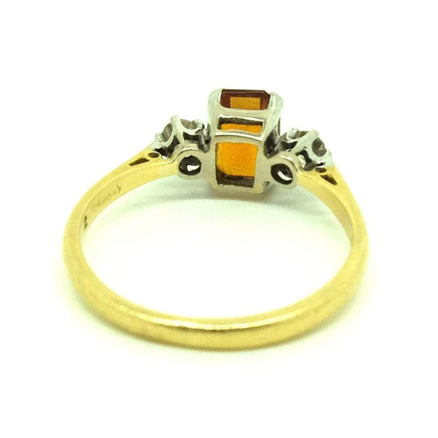Vintage 1930s 18ct Gold Citrine Diamond Ring