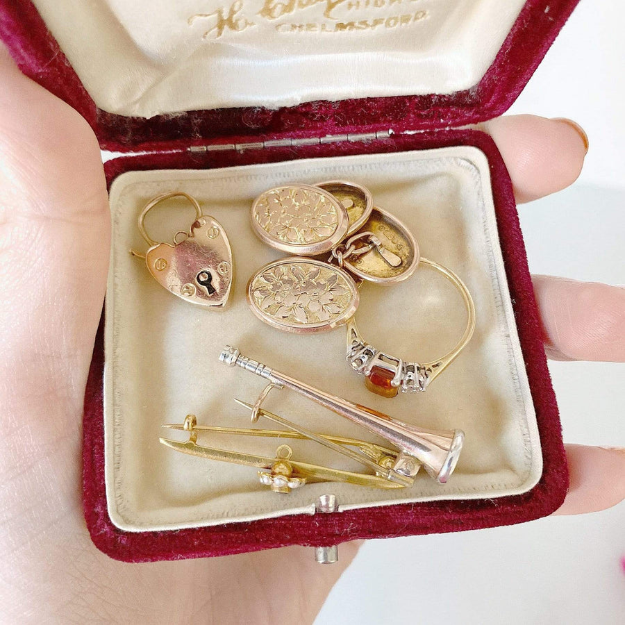 Bague vintage des années 1930 en or 18 carats et diamants avec citrine