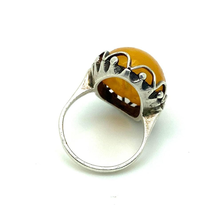 Vintage 1930s Amber Silver Swedish Ring