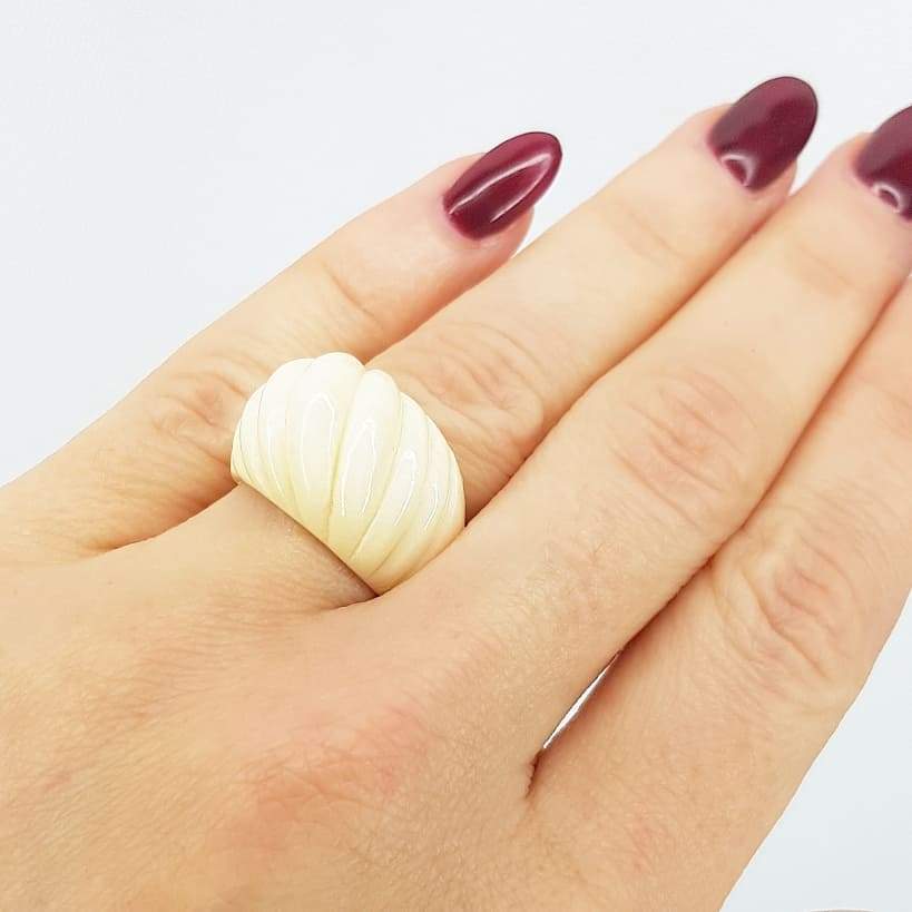 1930s Ring Vintage 1930s Carved Celluloid Dome Ring