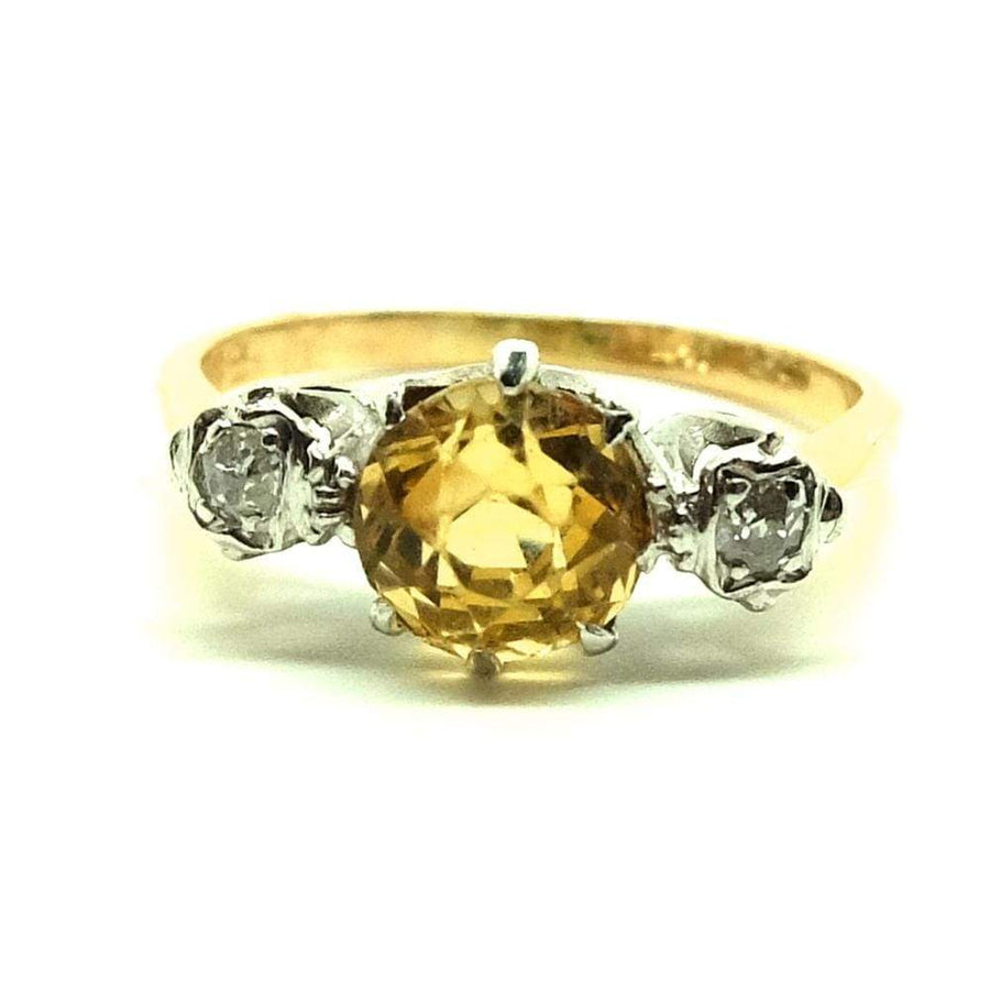 1930s Ring Vintage 1930s Diamond Citrine Platinum 18ct Gold Ring