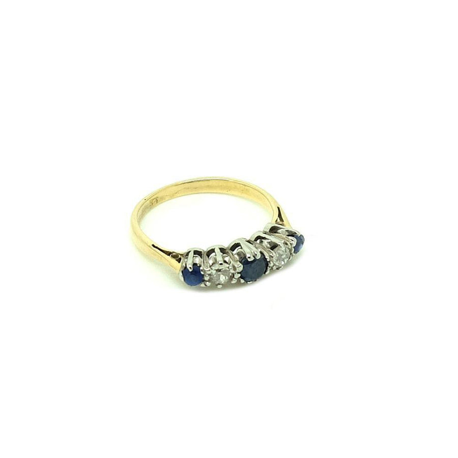 Vintage 1930s Diamond & Sapphire 18ct Gold Gemstone Ring | H (4 1/4)