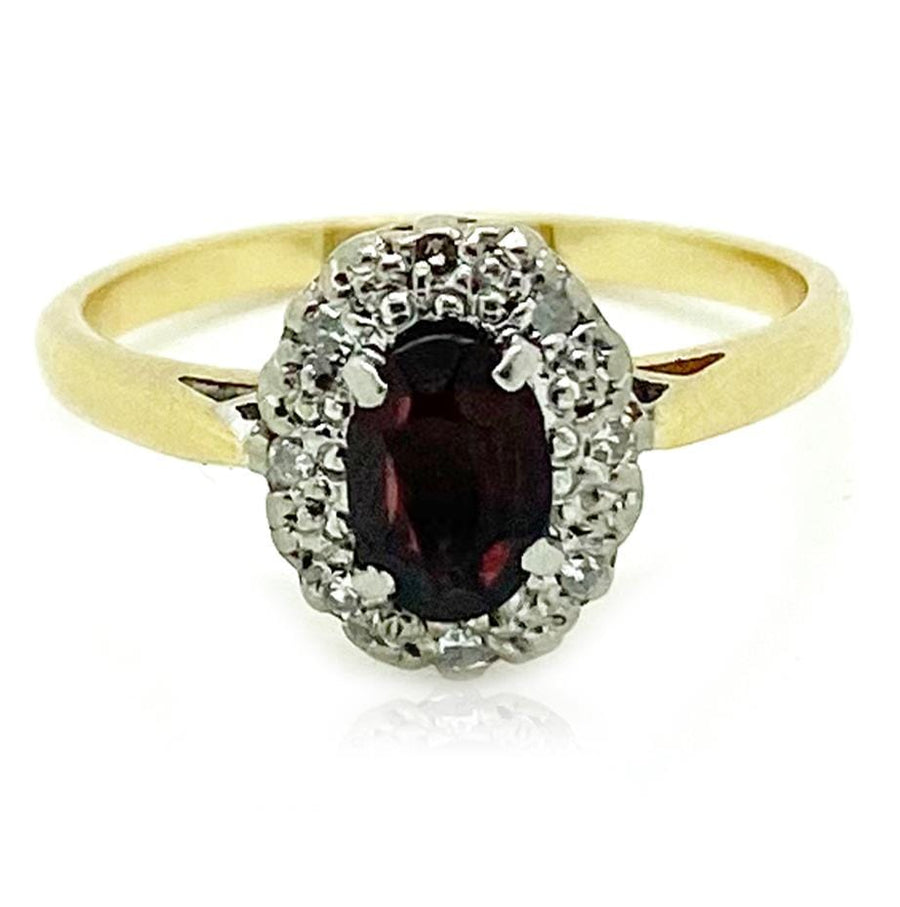 1930s Ring Vintage 1930s Garnet Diamond 18ct Gold Platinum Ring