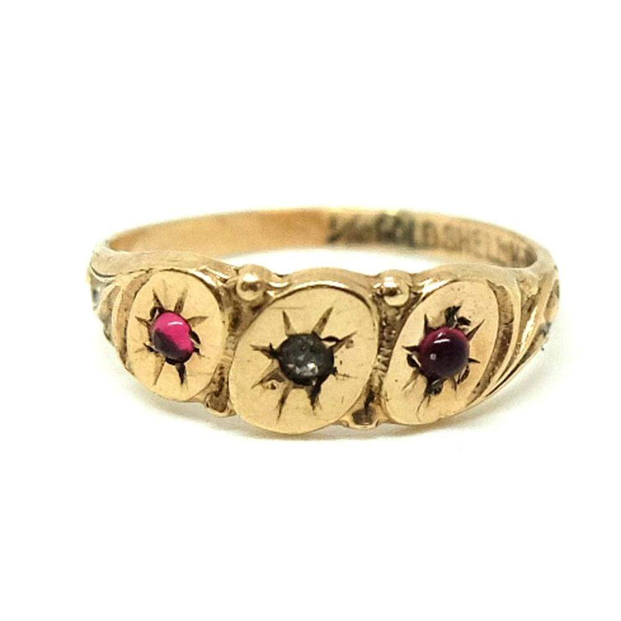 1930s Ring Vintage 1930s Gold Shell Red Stone Ring