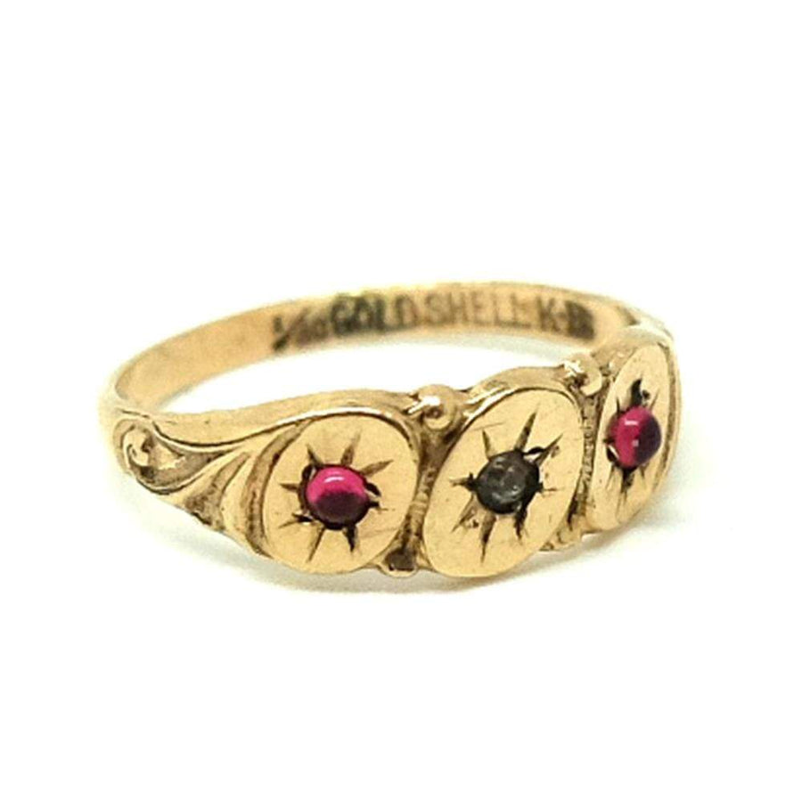 1930s Ring Vintage 1930s Gold Shell Red Stone Ring