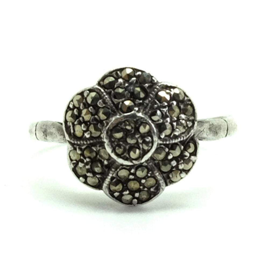 1930s Ring Vintage 1930s Marcasite Flower Silver Ring