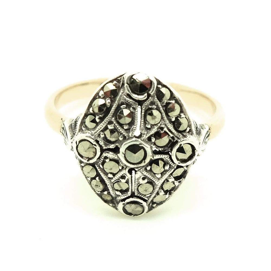 1930s Ring Vintage 1930s Oval Marcasite 9ct Gold Ring
