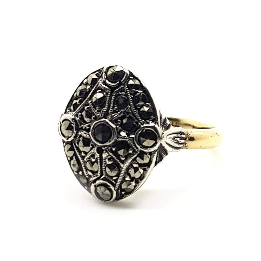 1930s Ring Vintage 1930s Oval Marcasite 9ct Gold Ring