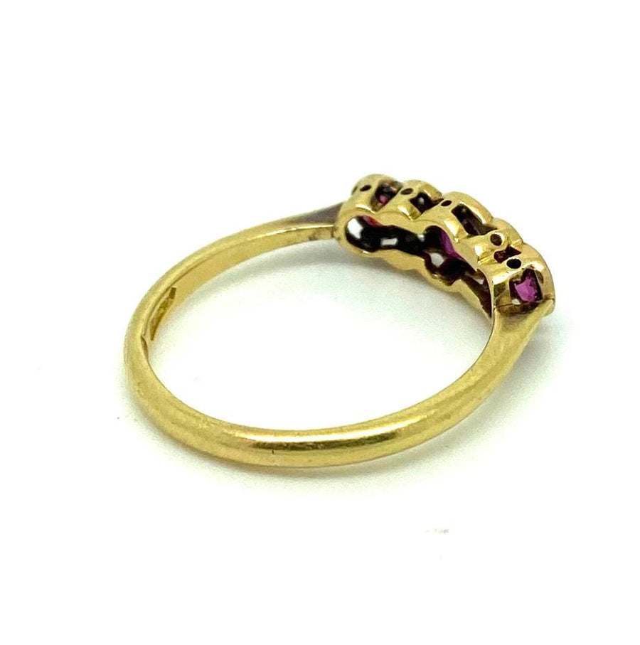 Vintage 1930s Ruby Diamond 18ct Gold Platinum Ring