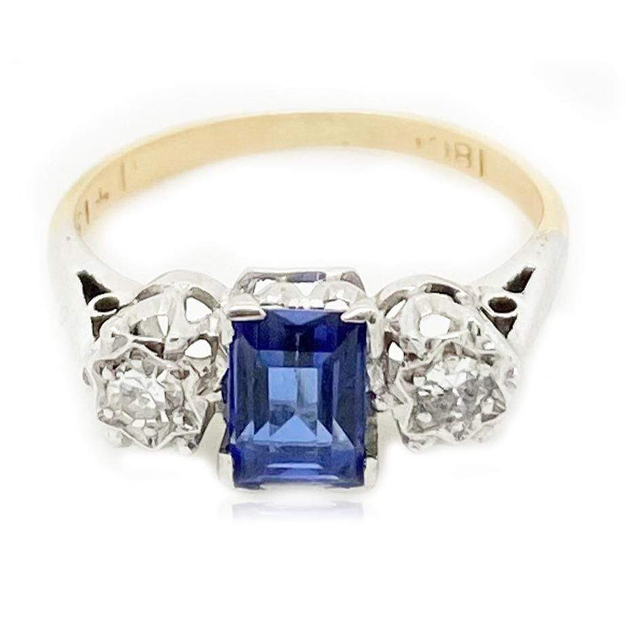 1930s Ring Vintage 1930s Sapphire Diamond 18ct White Gold Ring