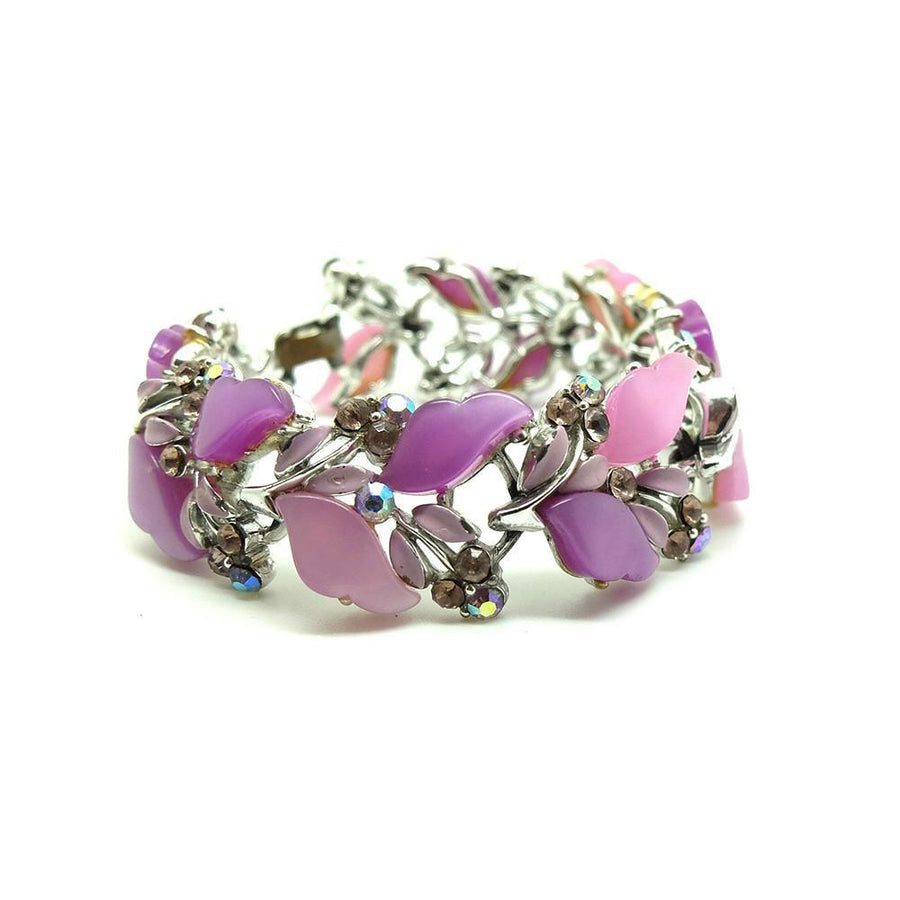 Vintage 1940s Designer Lisner Purple Floral Bracelet
