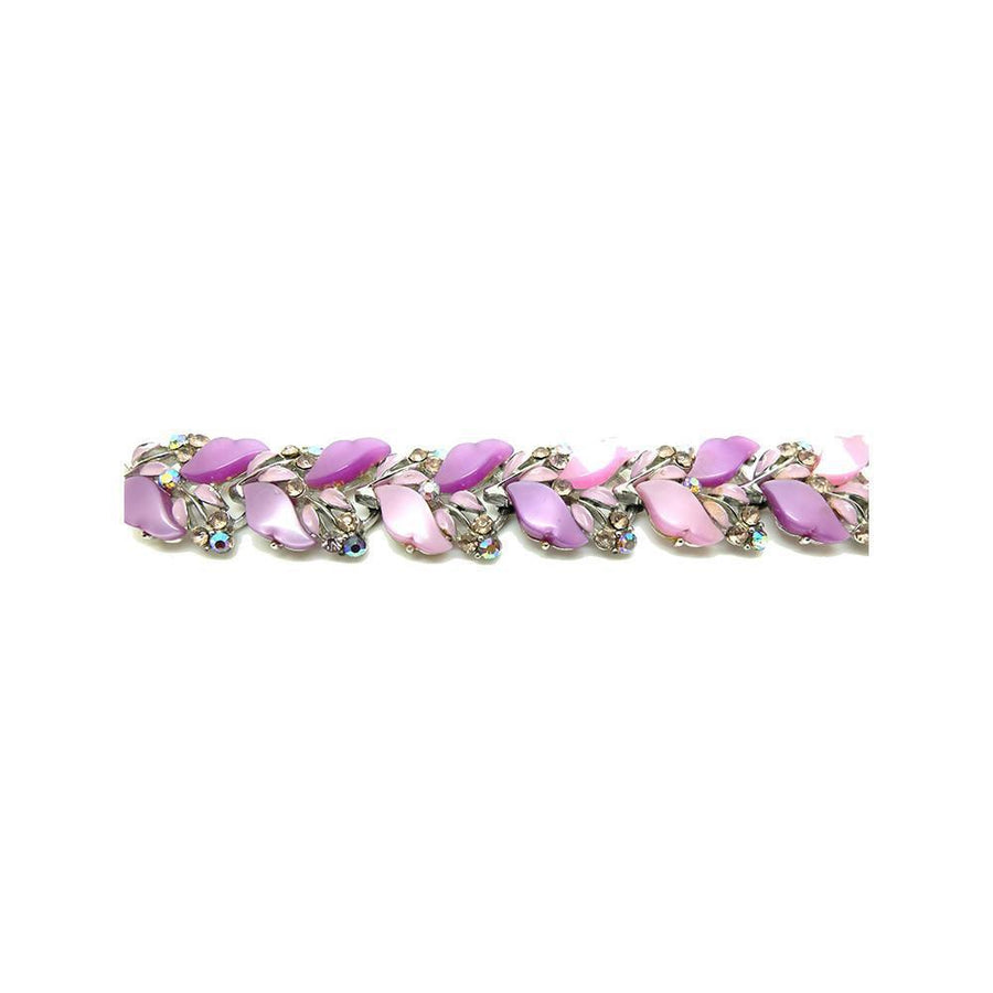 Vintage 1940s Designer Lisner Purple Floral Bracelet