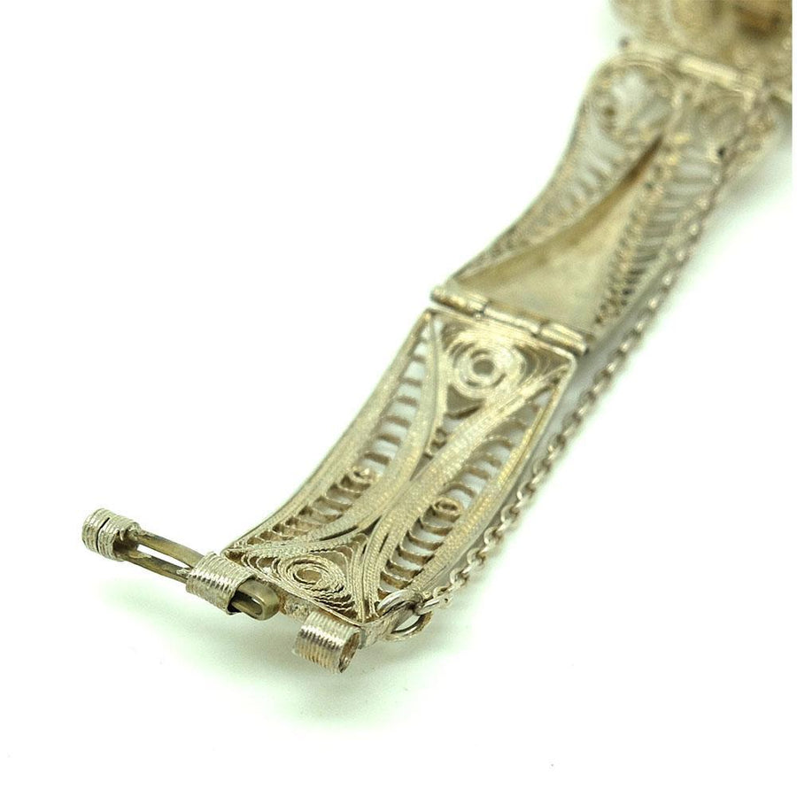 Vintage 1940s Silver Egyptian Filigree Bracelet