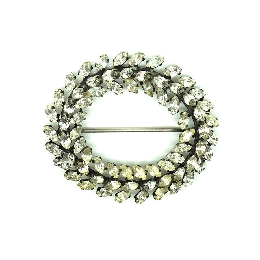 Vintage 1940s Diamante Oval Brooch