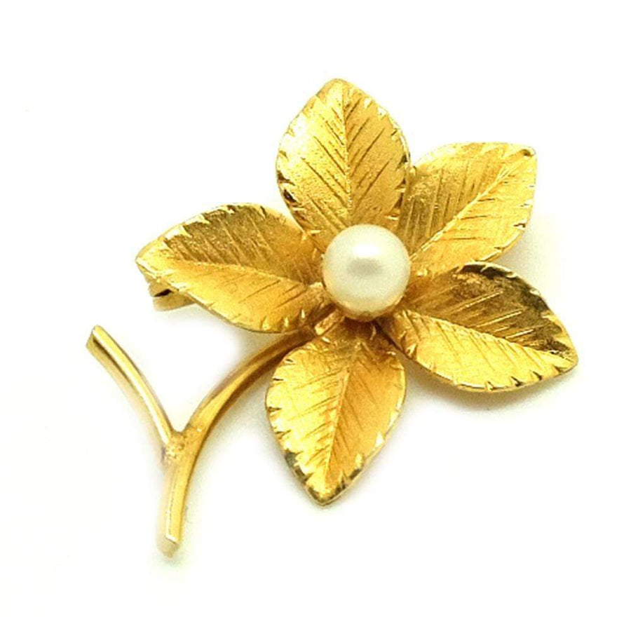 Broche Ecco fleur d'or roulée des années 1940