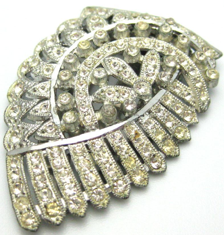 Vintage 1940s Diamante Dress Clip Brooch