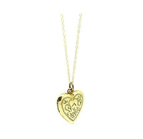 Vintage 1940s Gold Filled Vargas Heart Locket Necklace