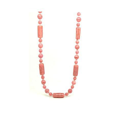 Vintage 1940s Pink Long Beaded Necklace