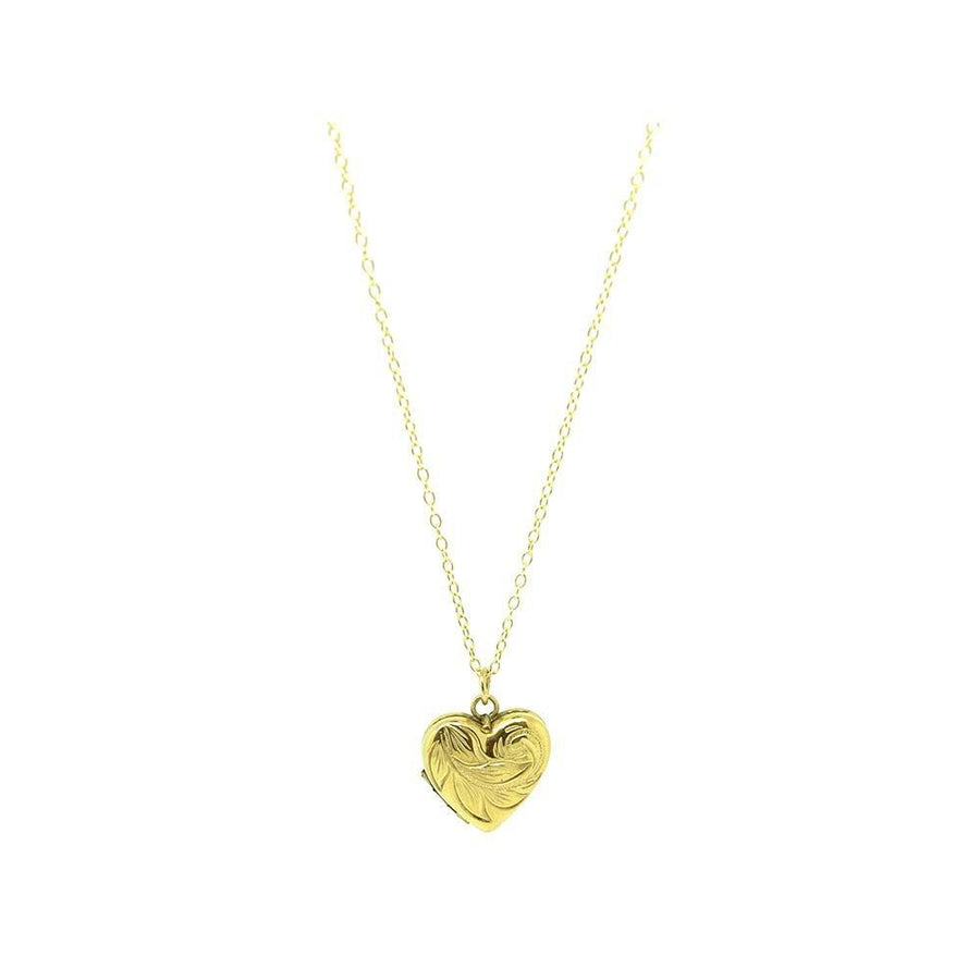 Vintage 1940s Rolled Gold Heart Locket Necklace