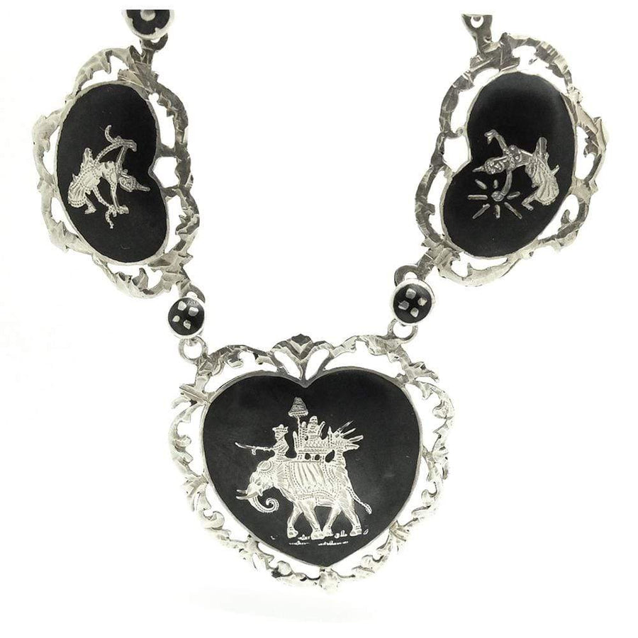 1940s Necklace Vintage 1940s Siam Silver Nielloware Necklace