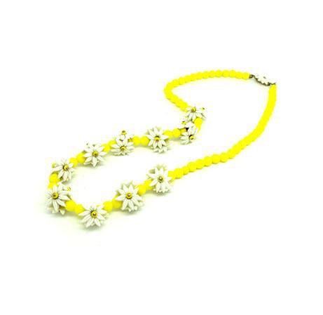 Vintage 1940s Yellow Daisy Beaded Necklace